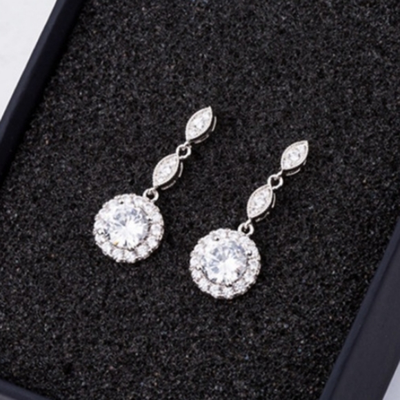 Sparkling Cubic Zirconia Drop Earrings - Picture 5 of 5